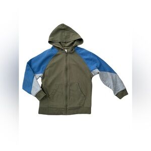 Tea Collection Size 12 Green Colorblock Full Zip Hoodie Sweatshirt Jacket